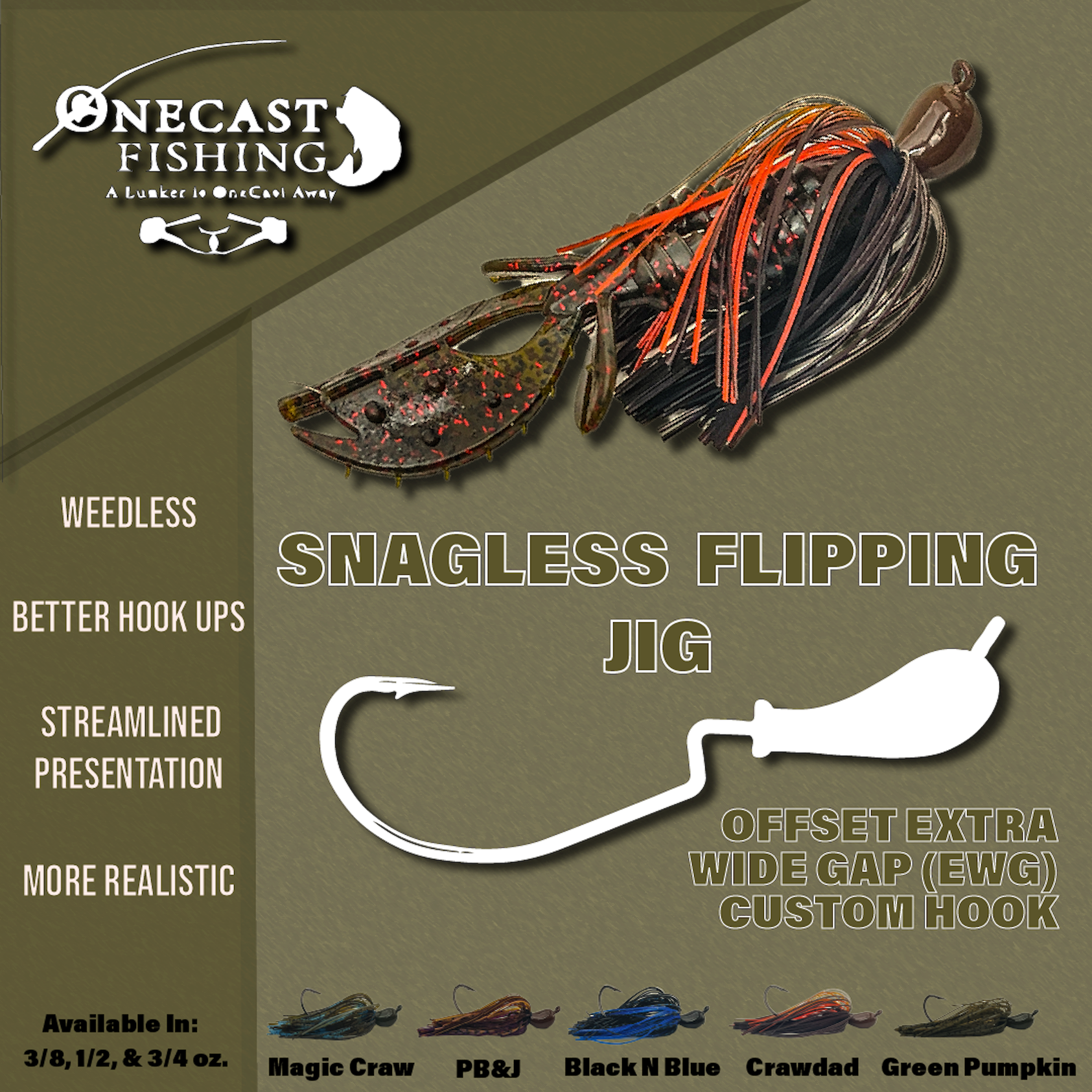 Custom Fishing Jigs by OneCast Fishing The Bass Can't Resist